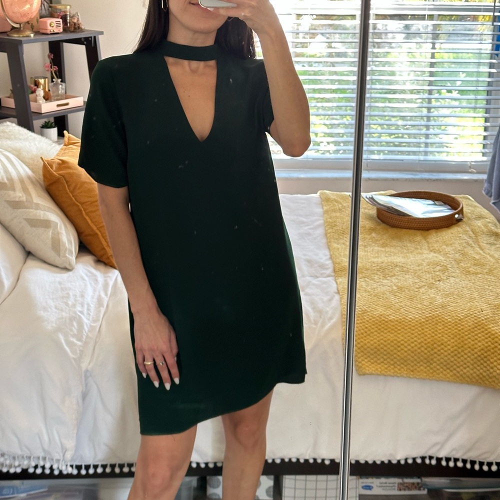 Green Zara mini shirt dress